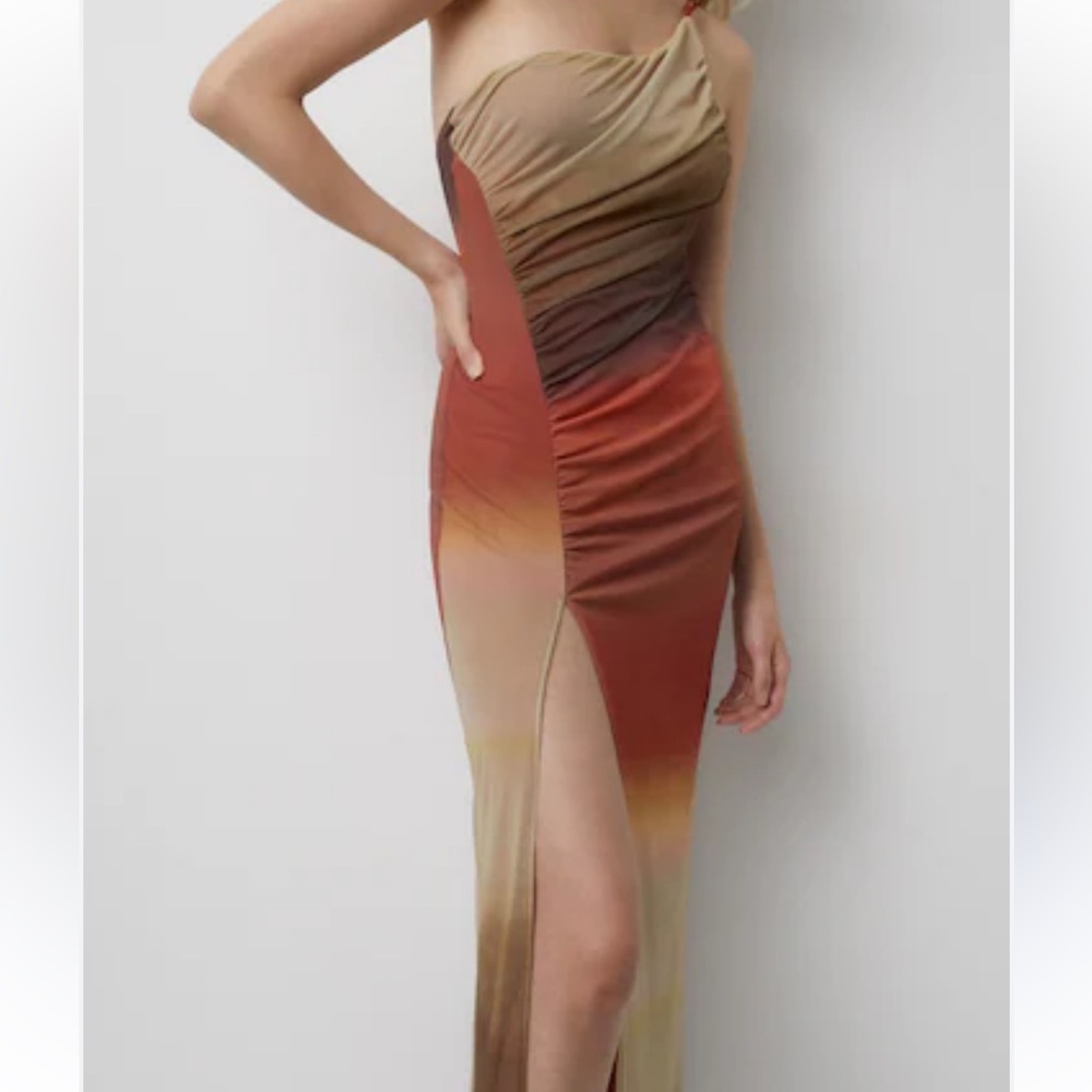 Pull & bear one shoulder ombre maxi dress